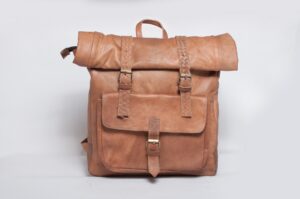 Luxury Leather Roll Top Backpack