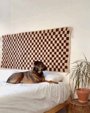 Brown Checkered area rug – Moroccan Berber rug