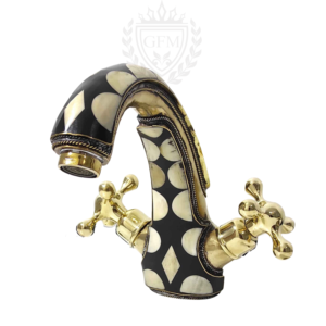 Handmade Unlacquered Brass Sink Faucet | Single Hole Basin Faucet | Brass, Resin & Bone Sinks Faucets