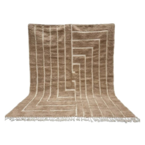 Handmade Brown Moroccan Wool Rug – Perfect Home Decor Addition