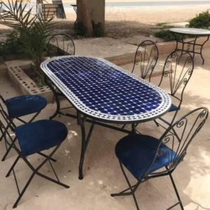 Handmade Oval Moroccan Mosaic Table – Multi-Color Outdoor & Indoor Decor