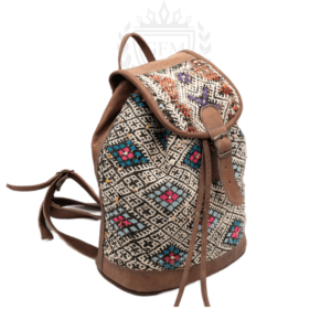 Moroccan Kilim Leather Backpack – Handmade Bohemian Bag