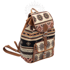 Moroccan Kilim Leather Backpack – Bohemian Shoulder Bag