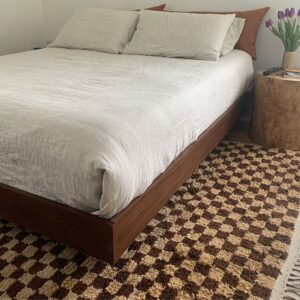 Handmade Moroccan Berber Wool Rug – Brown and Cream Checkered Pattern rugs