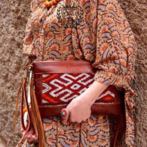 Moroccan bag rug kilim leather bag