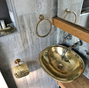 Handmade Hammered Brass Moroccan Sink – Gold Color – Moroccan Bathroom Decor