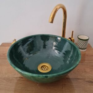 Handcrafted Emerald Green Bathroom Sink – Multicolor Options Available