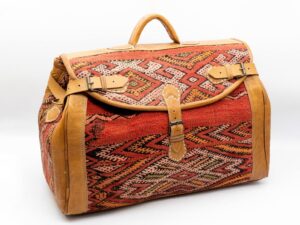 Unisex Duffel Bag with Kilim Accent – Handmade Boho Travel Bag