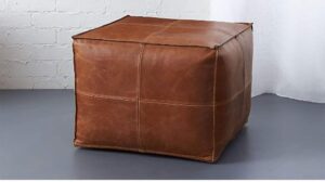 Handmade Moroccan Leather Square Pouf | Ottoman Footstool