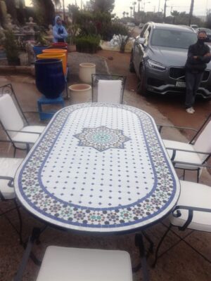 Handmade Oval Moroccan Mosaic Table – Multi-Color Outdoor & Indoor Decor