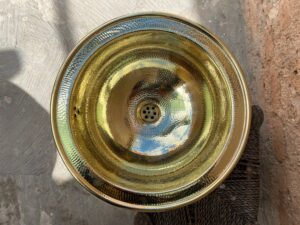 Handmade Brass Round Moroccan Sink | Marrakech Arabic Bathroom Decor