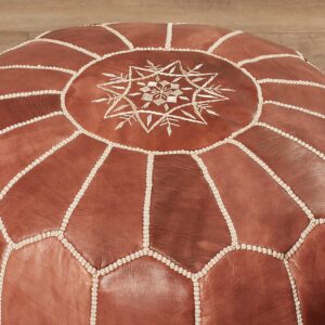 Handmade Moroccan Leather Square Pouf | Ottoman Footstool