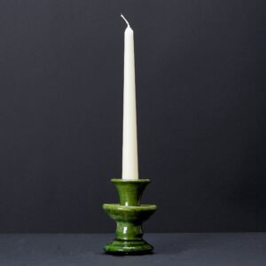 Small Green Candlestick Holder, Handmade Ceramic Glazed Pottery