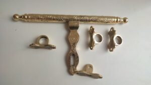 Moroccan Handmade Solid Brass Sliding Door Bolt and Latch Kit