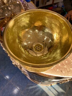 Handmade Brass Moroccan Overmount Vessel Sink – Art Basin Round Bowl Vanity – Marrakech Design Decor Sink (30cm)