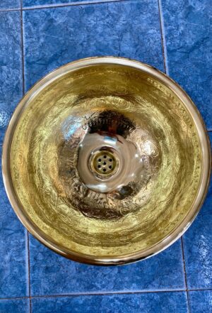 Handmade Brass Moroccan Overmount Vessel Sink – Art Basin Round Bowl Vanity – Marrakech Design Decor Sink (30cm)