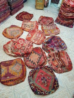 Moroccan Kilim Pouf, Floor Pouf, Vintage Moroccan Ottoman