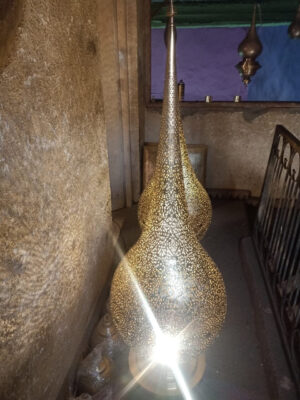 59″ Brass Floor Lamp – Moroccan Handmade, Vintage Lighting Style – Brass Table Lamp