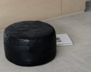 Comfortable ottoman stool , leather patchwork stitching