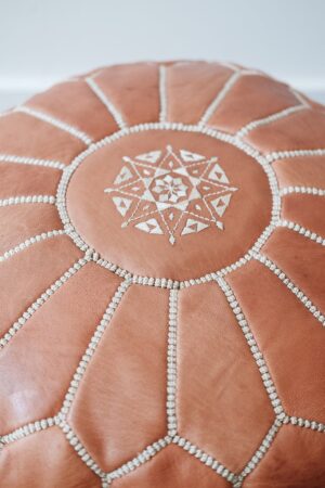 Handmade Moroccan Leather Pouf Ottoman – Unstuffed Pouf Moroccan Pouffe