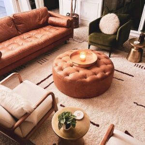 Luxury Coffee Table Ottoman  – Handmade Leather Footstool