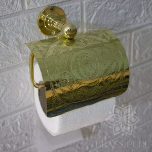 Handcrafted Toilet Paper Holder, Unlacquered Pure Brass Bathroom With Different Finishes