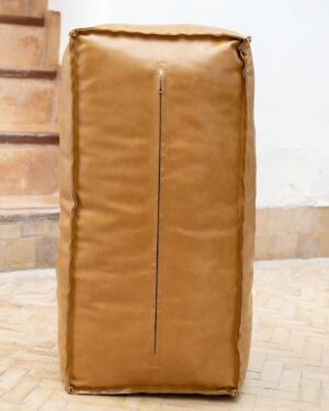 Luxury Leather Pyramid Beanbag Ottoman Bed – Handmade Pyramid Leather Footstool
