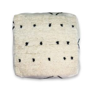 Fluffy Berber Dalmatier Pouf with Jerray Side – Handwoven Moroccan Floor Cushion