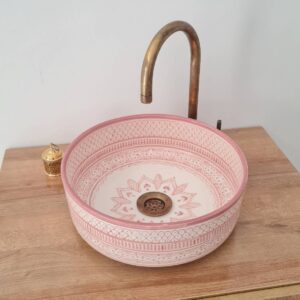 Pink Bathroom Vessel Sink – Moroccan Handmade Countertop Basin