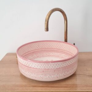 Pink Bathroom Vessel Sink – Moroccan Handmade Countertop Basin