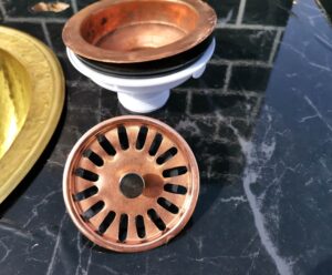 Copper Kitchen Sink Drainer, Removable Drain Basket & Sealed Lid