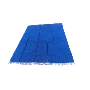 Solid Blue Rug – 6×7 feet – Ready to Ship – Berber Handmade Moroccan Area Rug