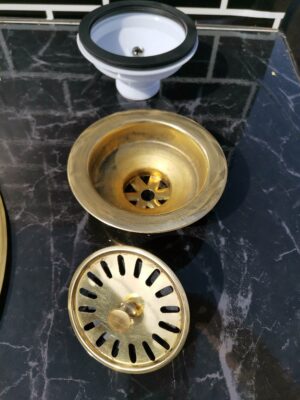 Unlacquered Brass Strainer Sink, Drainer Sink With Removable Drain Basket & Sealed Lid