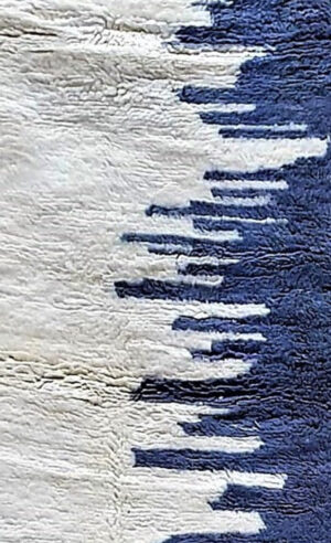 Handmade White and Blue Runner Rug – Beni Ourain Custom Hallway Berber Rug – Soft Wool Moroccan Runner