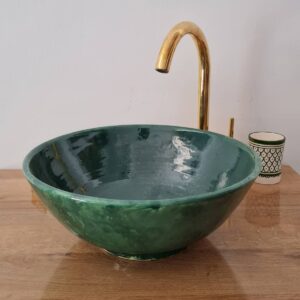 Handcrafted Emerald Green Bathroom Sink – Multicolor Options Available