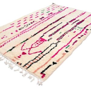 White and Pink Moroccan Rug – Handmade Mrirt Rug – Premium Quality Wool Rug – Authentic Beni Ourain Style