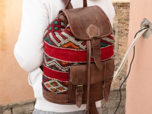 Moroccan Kilim Leather Backpack – Versatile and Unique