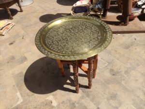 Hand Polished Brass Tray Coffee Table Folding Rice Leg Table