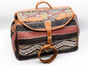 Vintage Kilim Travel Bag – Handmade Leather Weekender Bag