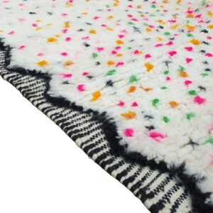 Dots Moroccan Wool Rug – Colorful White Berber Rug – Handmade Tufted Wool Rug – Authentic Beni Ourain Style