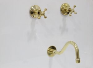 Brass Shower System Unlacquered Solid Brass  Curved spout Tub Filler