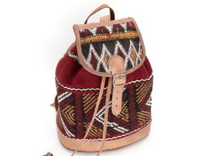 Moroccan Kilim Leather Backpack – Handmade Bohemian Rucksack