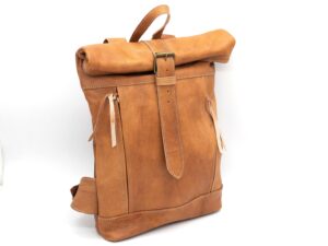Moroccan Rolltop Backpack – Leather Travel Rucksack for Unisex