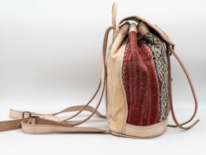 Moroccan Kilim Leather Backpack – Handmade Bohemian Rucksack