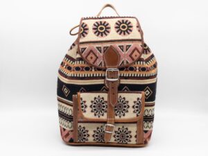 Moroccan Kilim Leather Backpack – Bohemian Shoulder Bag