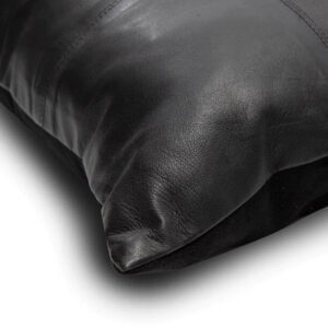 Handmade pillow leather – Black cushion from soft Leather and Suede