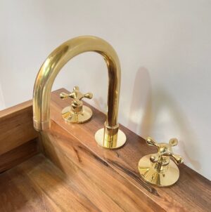 Bathroom Faucet Sink, 3 Hole Bathroom Faucet, Unlacquered Brass Vanity Faucet