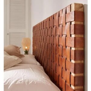 Braided Leather Woven Wood QueenKing Headboard with Customized