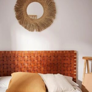 Braided Leather Woven Wood QueenKing Headboard with Customized