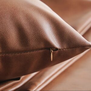 Melbourne Leather Co Genuine Leather Cushion Plain Square Soft,Living Deco